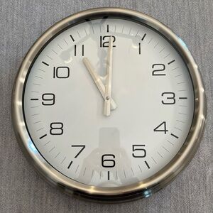 Pottery Barn Brushed Nickel Wall Clock